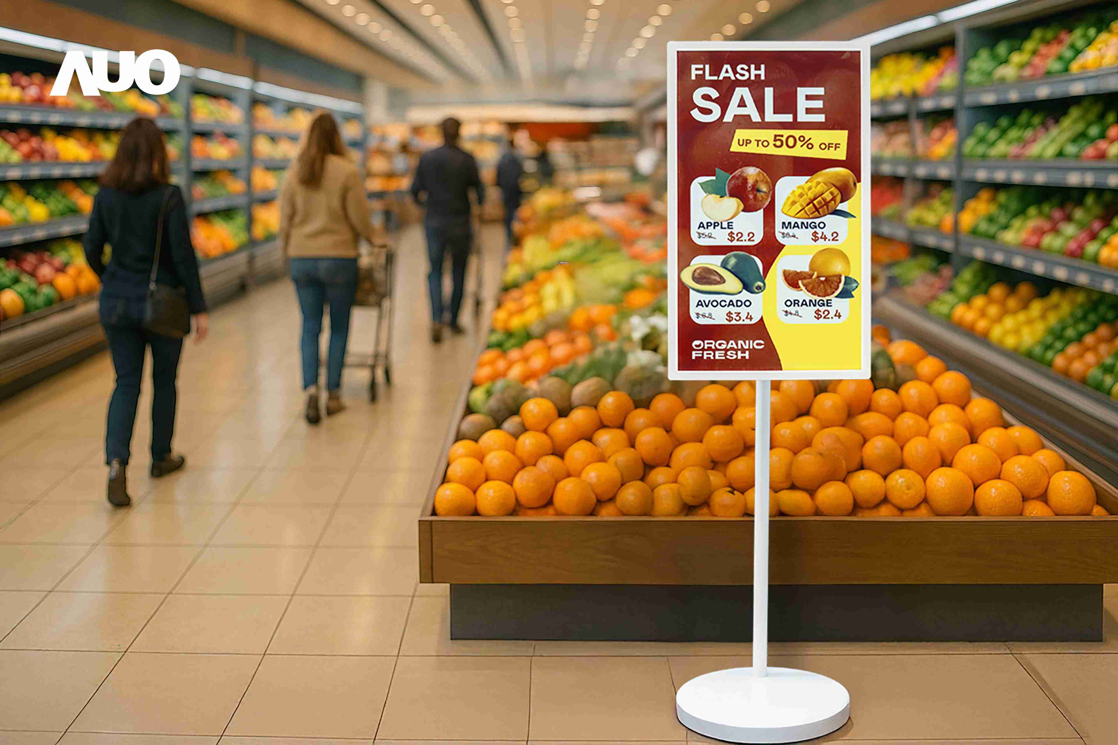 达擎首亮相低功耗、、、、全彩的〝aecoPost电子纸解决方案〞，，仅在更新画面时需要微量的电力驱动，，无需布建电线的便捷设计，，使其可灵活应用、、随意置放，，，并可透过云端或行动装置app，，，轻松管理及排程广告内容，，，，晋升店头营销利器。。。。